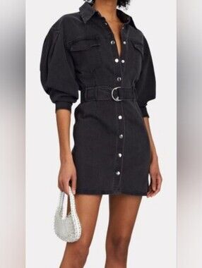 INTERMIX Button-Front Belted Mini Dress